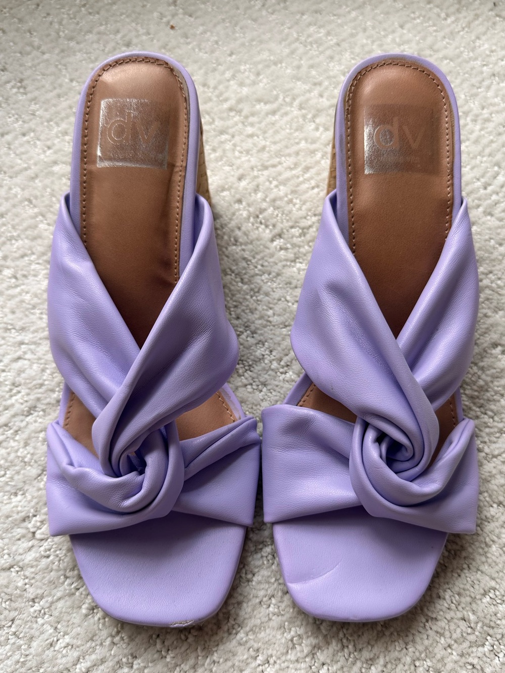 DV Dolce Vita Lavender Purple Knotted Raffia Heel Mule Sandals